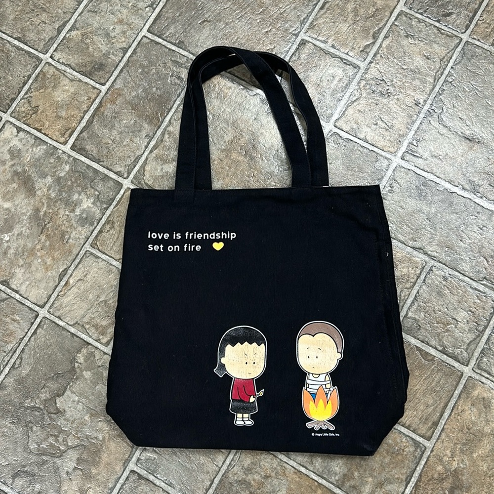 Angry Little Girls Love is Friendship Set on Fire Reversible Tote Bag, B…